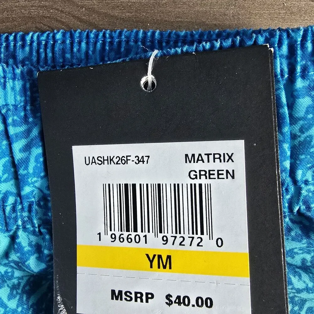 New Under Armour Swim Shorts Youth  Boys M Blue Green Ombre  Mesh Lined UPF 50+